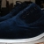 Navy suede bucks with white rubber soles